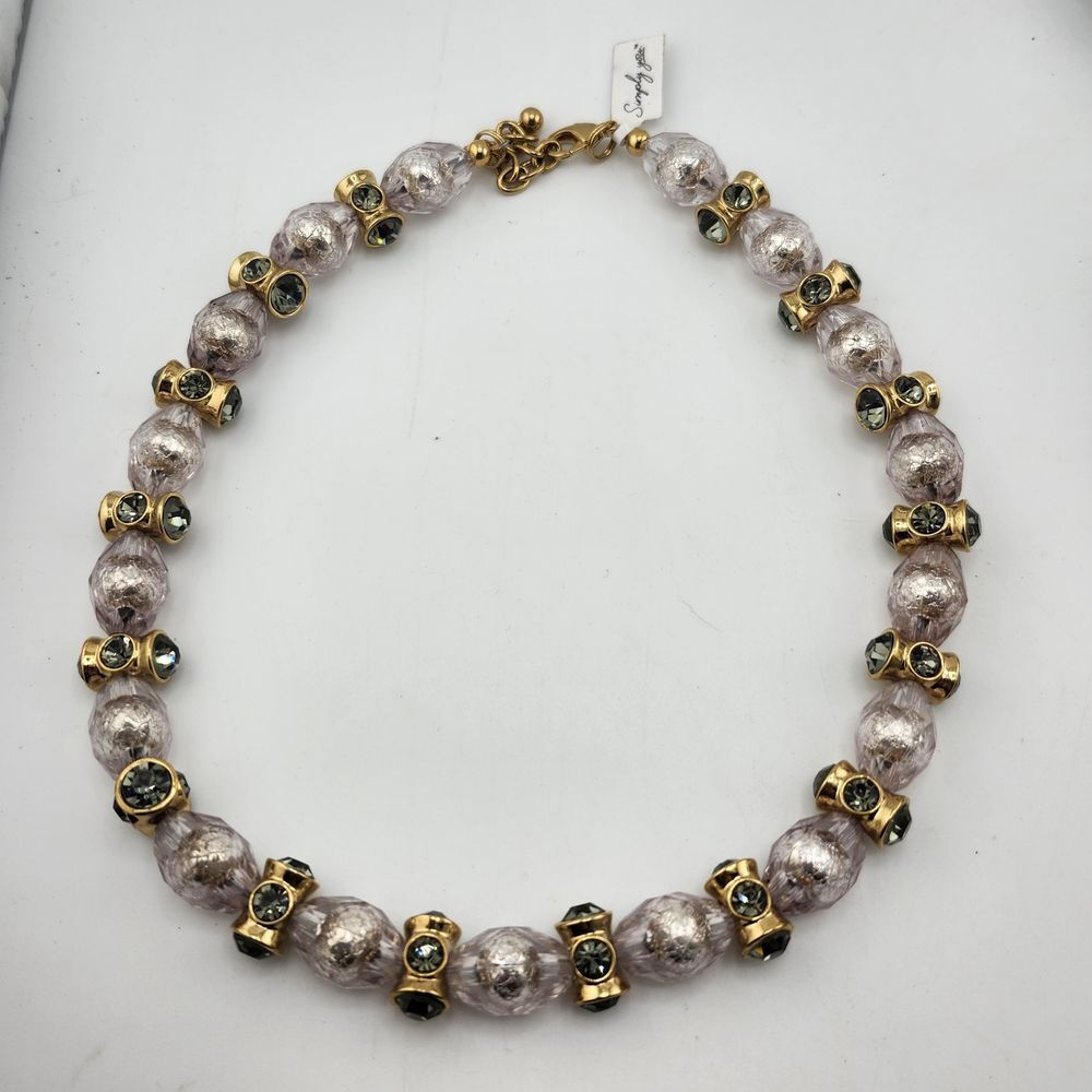 Nwt Simply You Foil Bead Green Rhinestone‎ Necklace